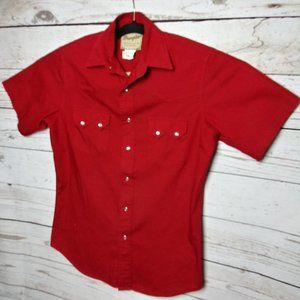 Wrangler Men's Medium Pearl Snap Red Shirt